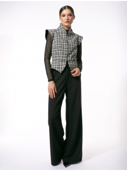 Checkered vest with kimono collar Larisa Dragna