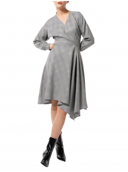 Rochie gri in carouri fine Larisa Dragna