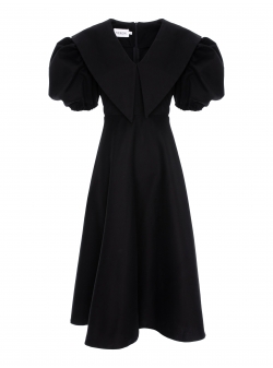 Rochie neagra midi din bumbac Veron