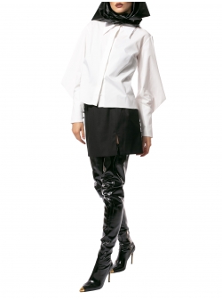 White shirt with geometric sleeves Larisa Dragna