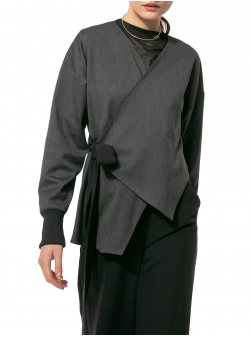 Grey asymmetric blazer Larisa Dragna