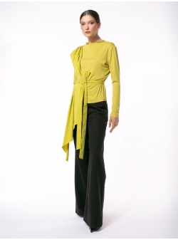 Bluza galbena asimetrica cu drapaj Larisa Dragna