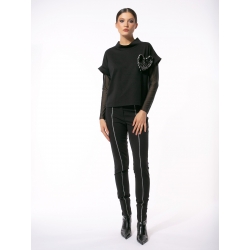 Black blouse with detachable brooch Larisa Dragna