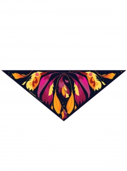 Black triangle silk scarf Penele Pasarii de Foc Rozmarin Concept