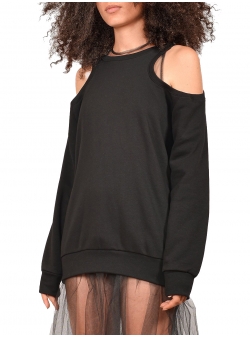 Black sweatshirt with open back Saturn Ioana Ciolacu