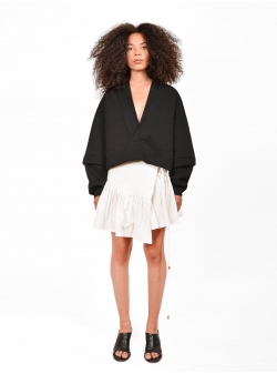 Hanorac negru din bumbac V-neck Ioana Ciolacu