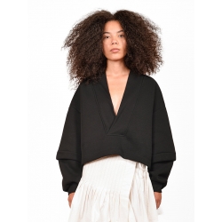 Black cotton sweatshirt V-neck Ioana Ciolacu