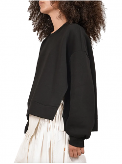 Sweatshirt negru din bumbac Slit Ioana Ciolacu