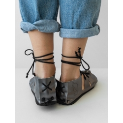 Grey leather sandals Iron Opinca