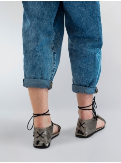 Grey leather sandals Star Opinca