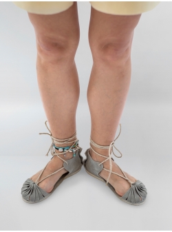 Grey leather sandals Dust Opinca