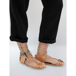 Leather sandals Peach Opinca