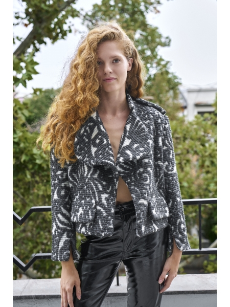 Black and white wool jacket Queen Parlor