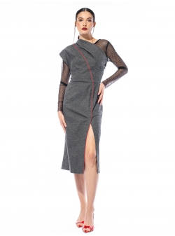 Grey fitted cotton dress Larisa Dragna