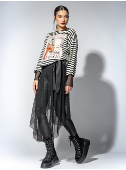 Bluza in dungi din bumbac cu imprimeu Larisa Dragna