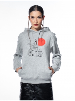 Hanorac gri din bumbac brodat Larisa Dragna