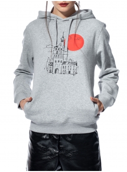 Hanorac gri din bumbac brodat Larisa Dragna