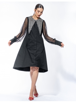 Black cotton dress with detachable collar Larisa Dragna
