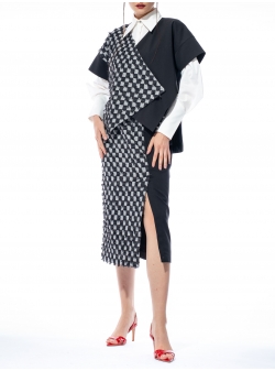 Midi skirt with denim insertion Larisa Dragna