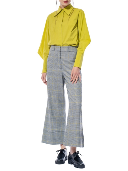 Grey checkered culotte trousers Larisa Dragna