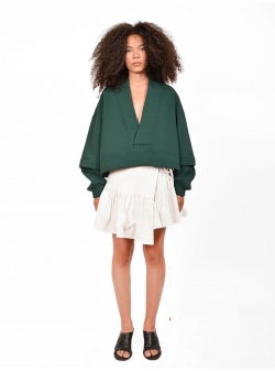 Hanorac verde din bumbac V-neck Ioana Ciolacu