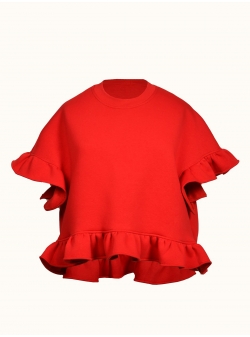 Bluza din bumbac cu volane Red Peony Ioana Ciolacu