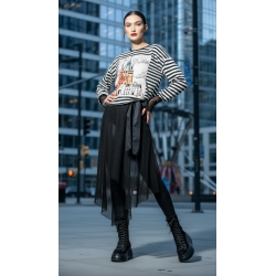 Striped cotton blouse with print Larisa Dragna