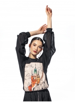 Bluza din voal cu imprimeu Turnul cu Ceas din Sighisoara Larisa Dragna