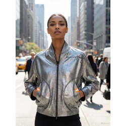 Silver sweatshirt with neon panels Edita Lupea