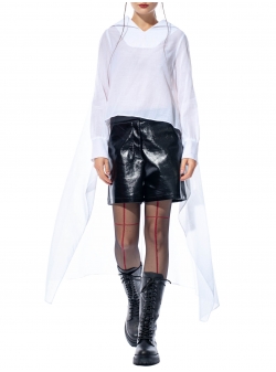 White cotton cloth asymmetric shirt Larisa Dragna