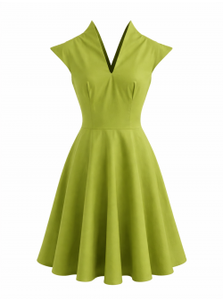 Rochie verde din bumbac cu guler kimono Larisa Dragna