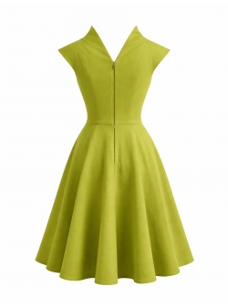 Rochie verde din bumbac cu guler kimono Larisa Dragna