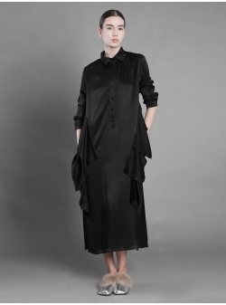 Rochie lunga din satin cu nasturi Silvia Serban