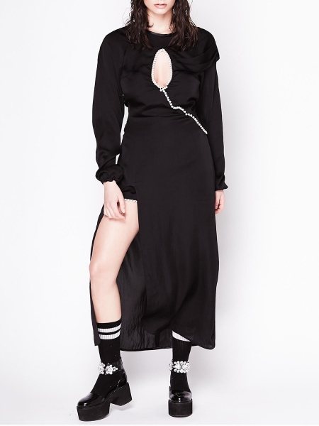 Rochie midi cu aplicatii din perle Chic Utility