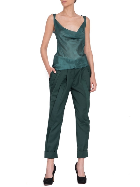Top verde din matase Florentina Giol
