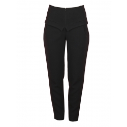 High-Waisted Black Trousers With Panels