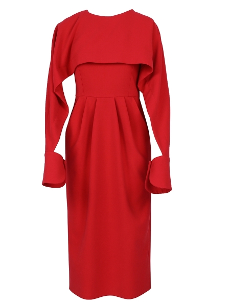 Red Midi Dress With Open Sleeves