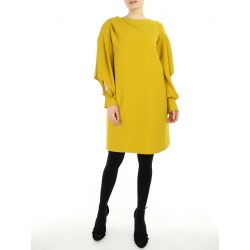 Yellow Midi Dress With Open Sleeves