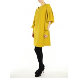 Yellow Midi Dress With Open Sleeves