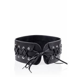 Black Leather Belt with Strings