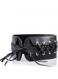 Black Leather Belt with Strings