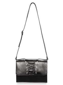 Black Leather Cross Body Bag (Corset)