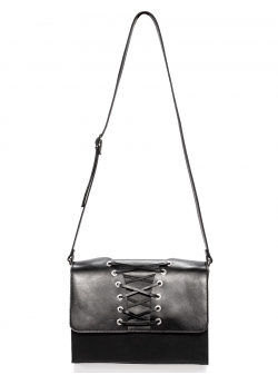 Geanta neagra din piele cross body (corset)