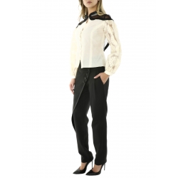 Black Pants With Applied Buttons