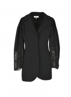 Black Jacket With Frills Applied