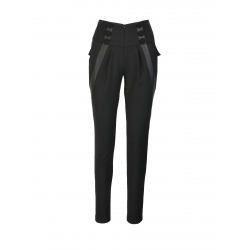 Black Pants With High Waist And Applied Buttons