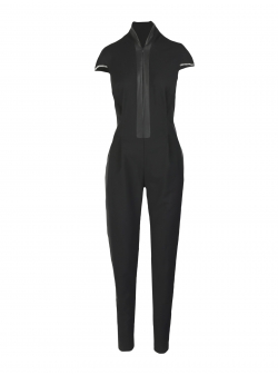 Fitted Black Jumpsuit With Short Sleeves