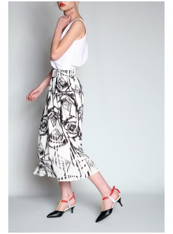Pleated Black And White Skirt