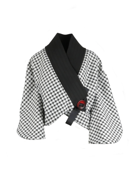 Jacheta tip kimono alb negru
