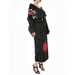 Black Kimono Jacket With Flowers